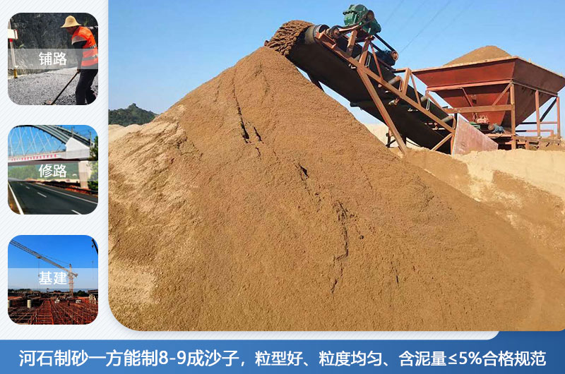 河石制砂一方能制幾成？河石制砂機設(shè)備有哪些？